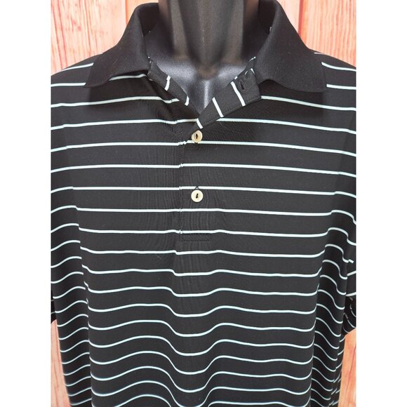 Peter Millar Mens Summer Comfort Polo Medium Striped Black & White - Picture 3 of 7